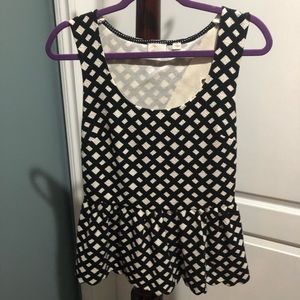 Anthropologie Checkered Peplum Top